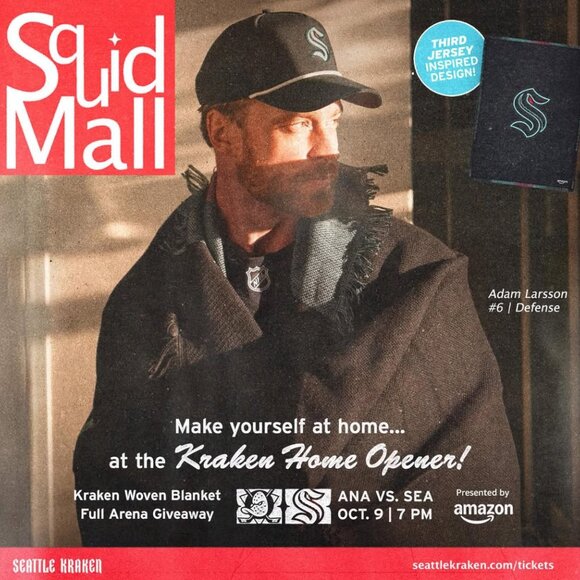 NEW SEATTLE KRAKEN Season Home Opener Opening Night WOVEN BLANKET 10.9 2025 SGA - Picture 6 of 6